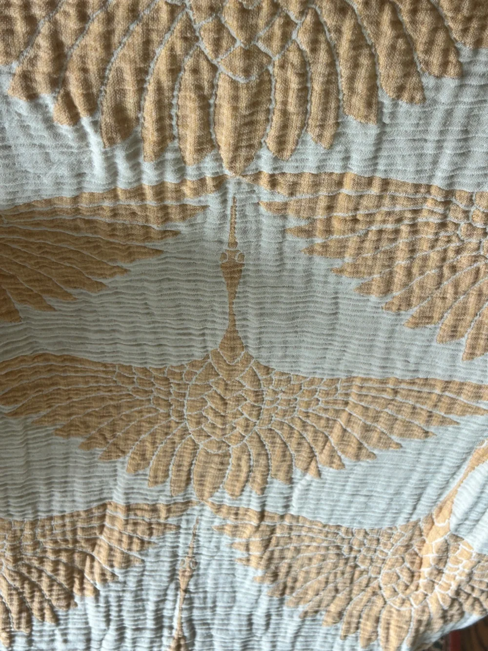 Woven + Quilted Cotton Throw Blanket Indoor Outdoor 55 x 77 Yellow Orange NEW